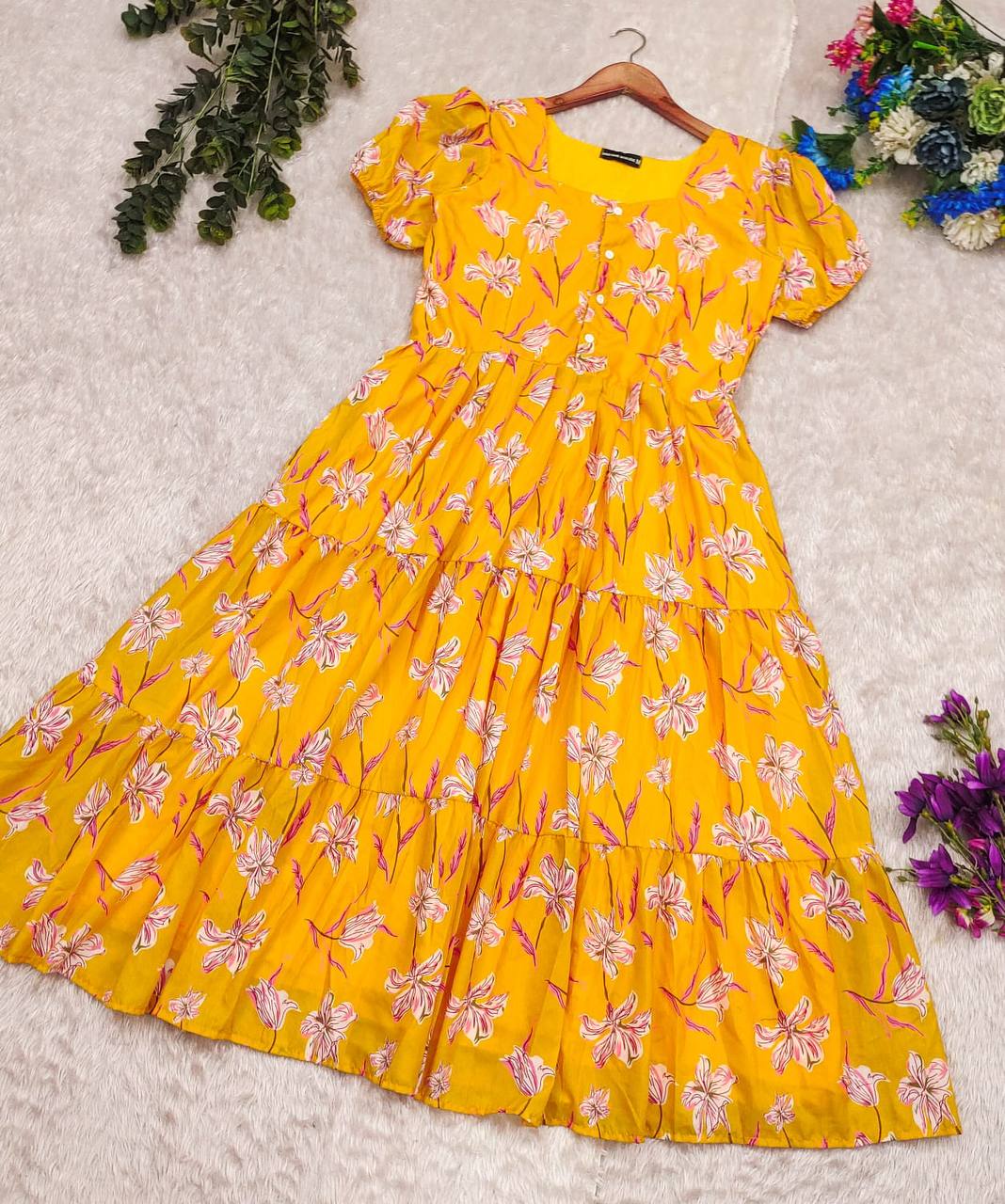 Yellow haldi maxi dress