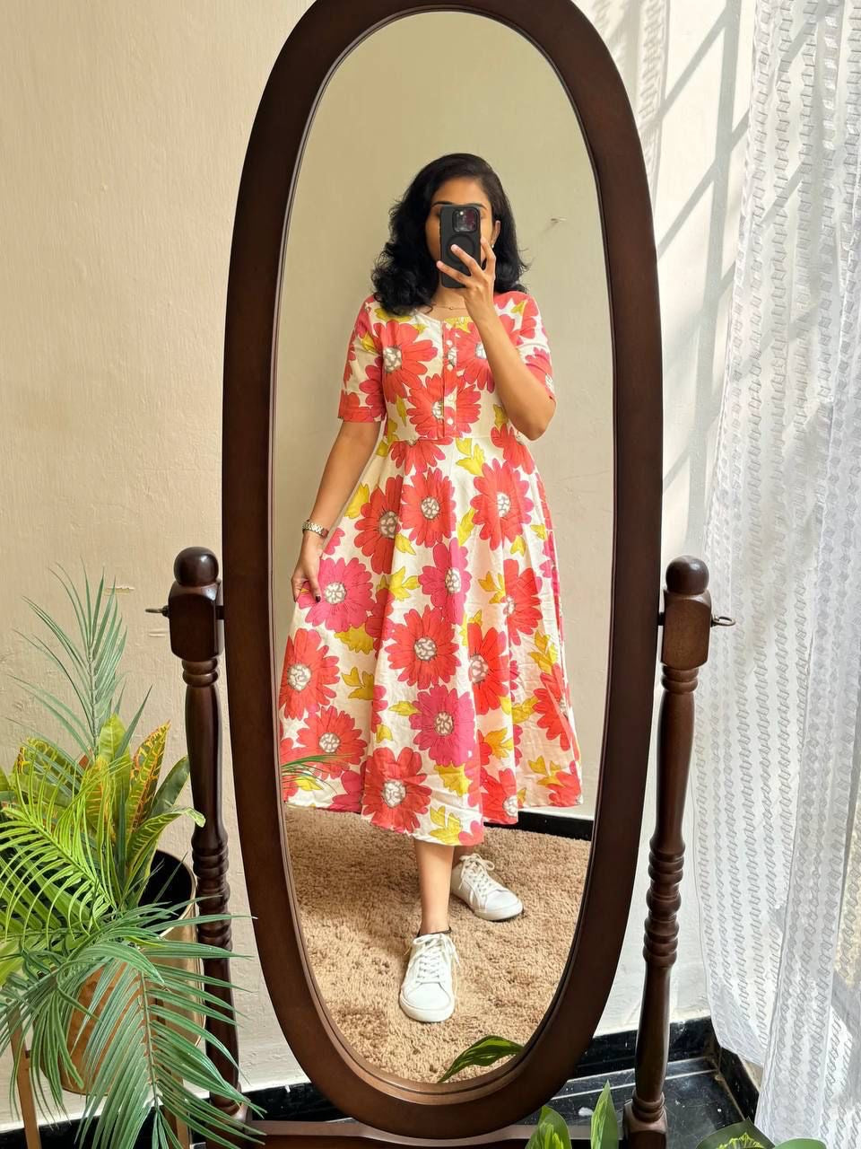 Soft maxi dress flower print sunflower