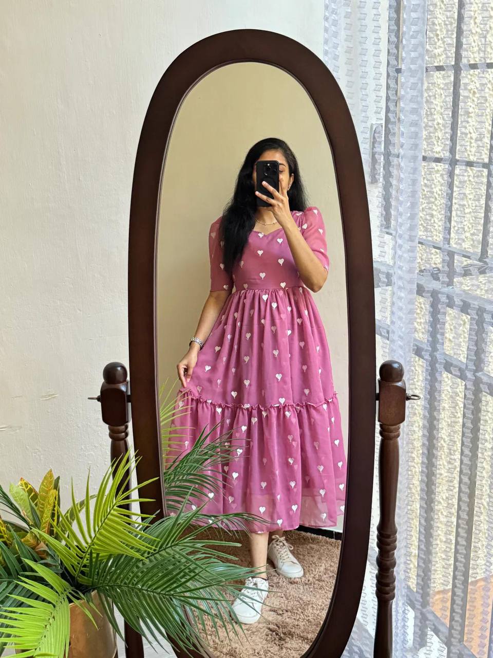 Georgette heart maxi pink