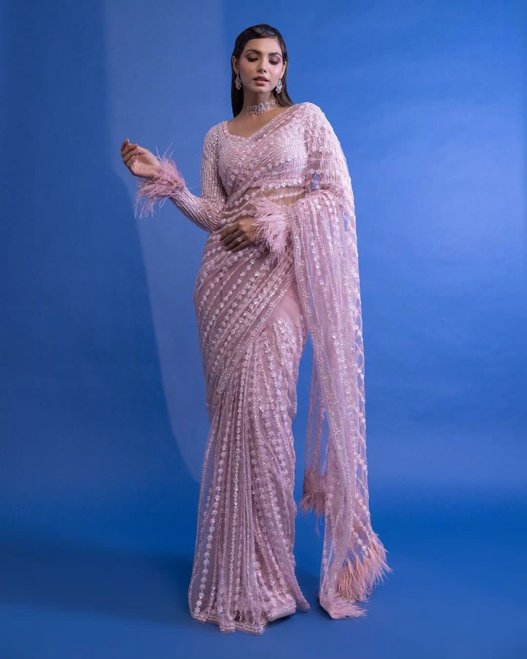 beautiful sequins saree