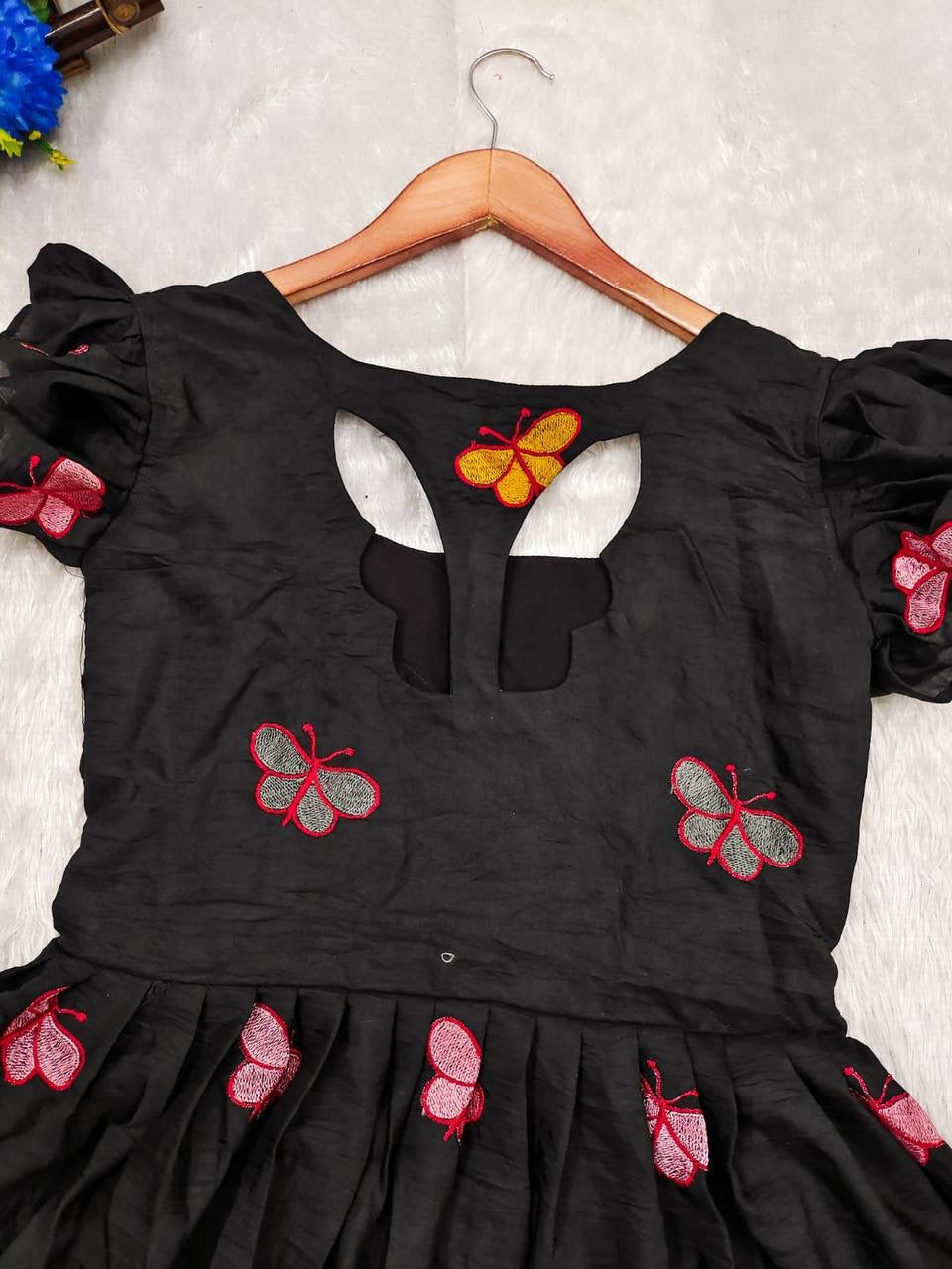 Poly cotton butterfly maxi dress