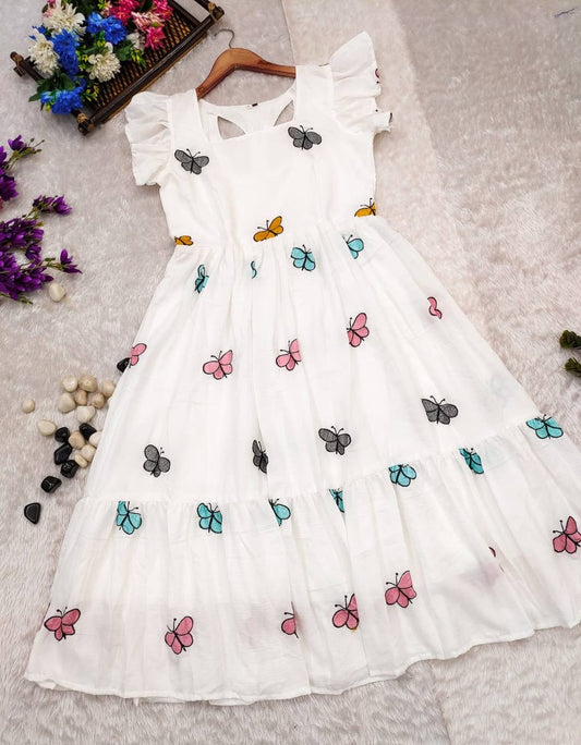 Poly cotton butterfly maxi dress
