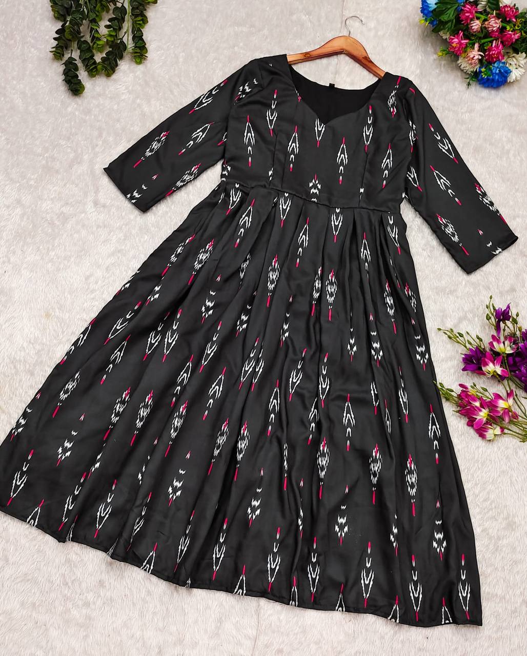 Soft ikkat black maxi