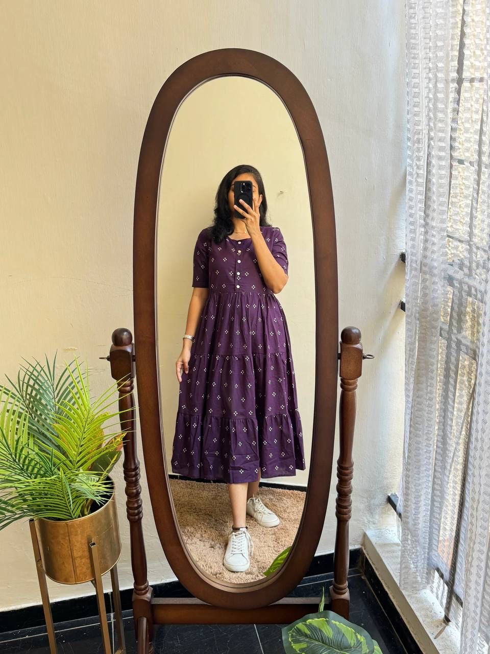 Purple bandhani soft Cotton Kurti