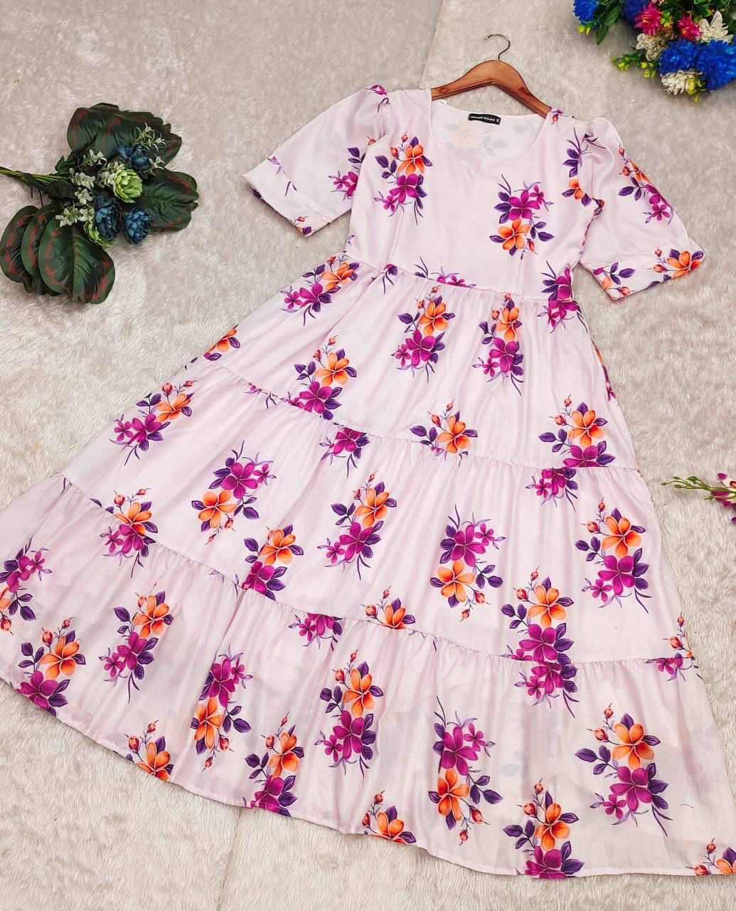 Pink soft flower maxi