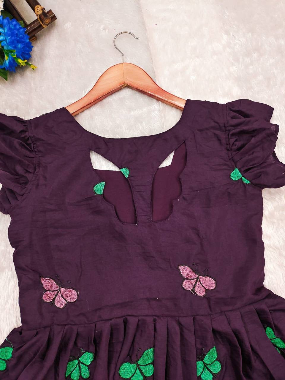 Poly cotton butterfly maxi dress