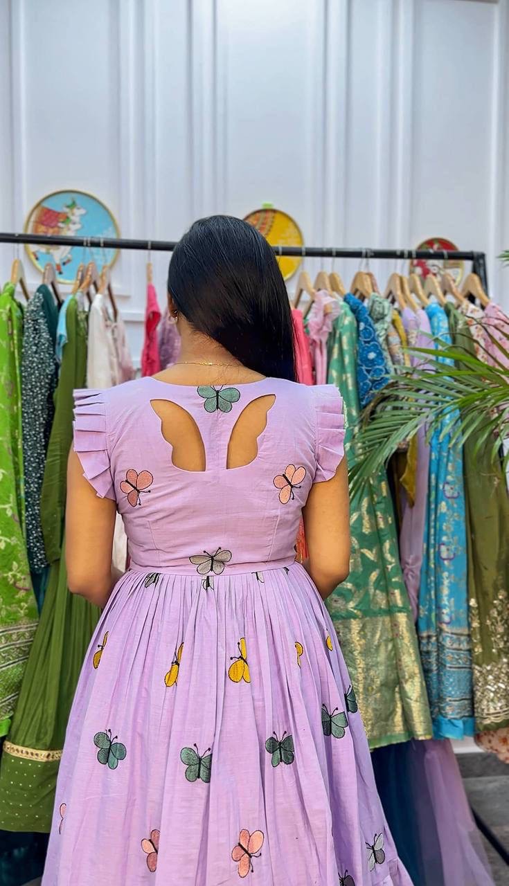 Poly cotton butterfly maxi dress