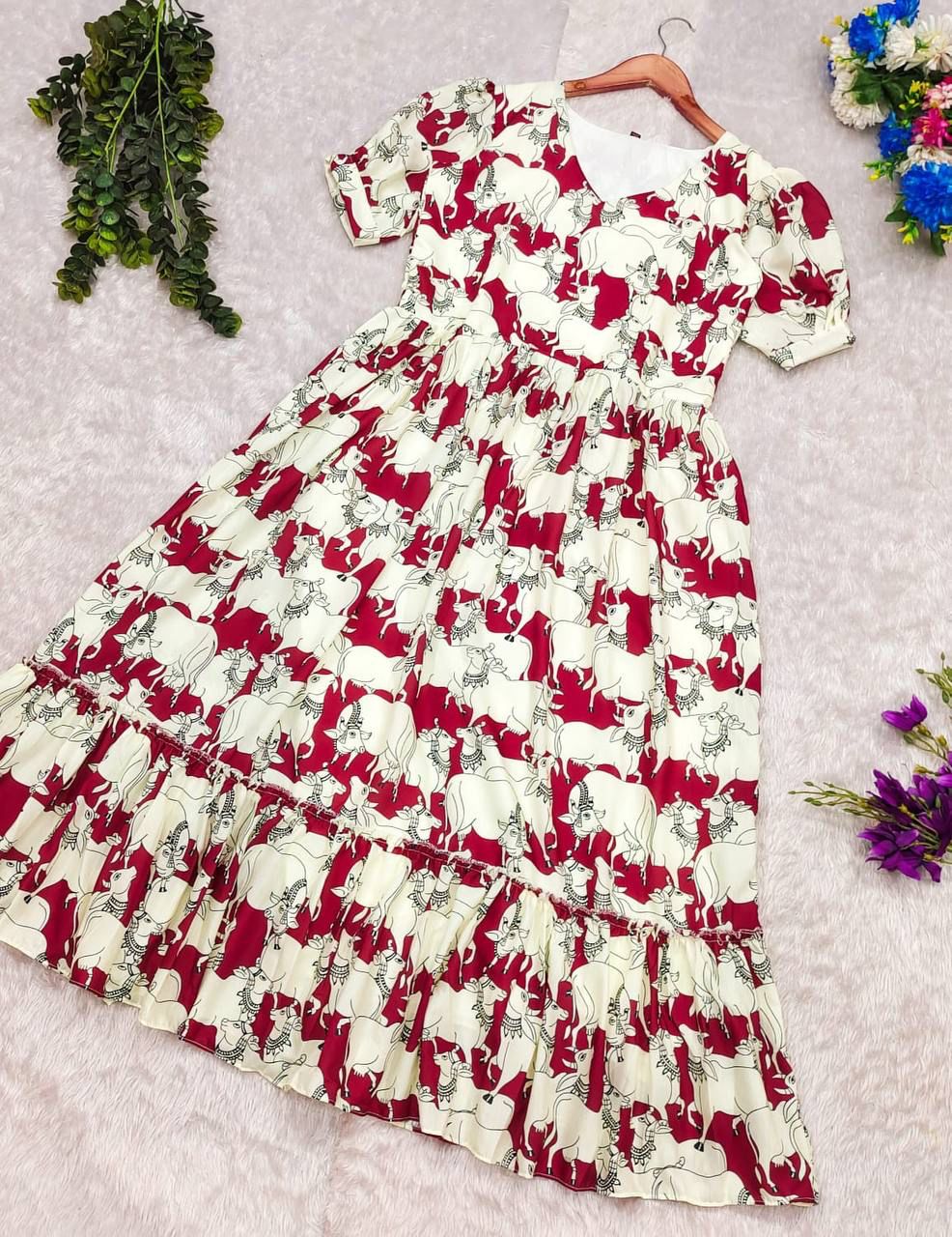 Kalamkari cow design Cotton Kurti