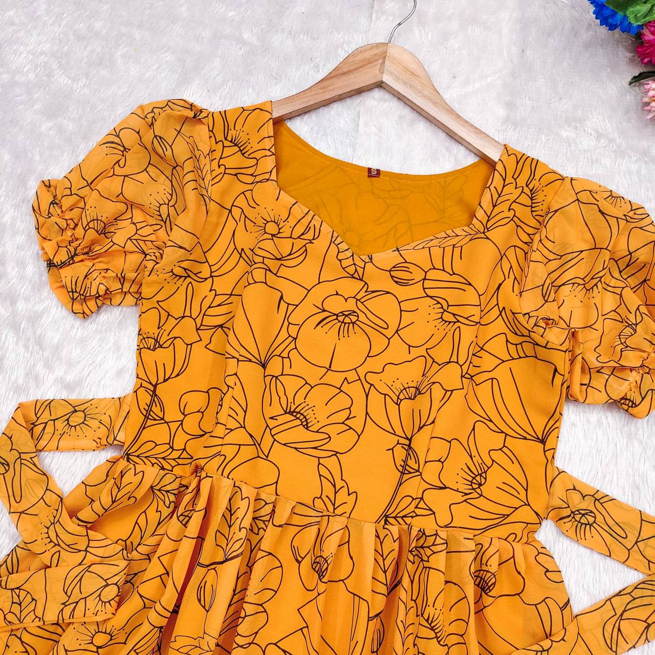 Georgette yellow maxi dress anika