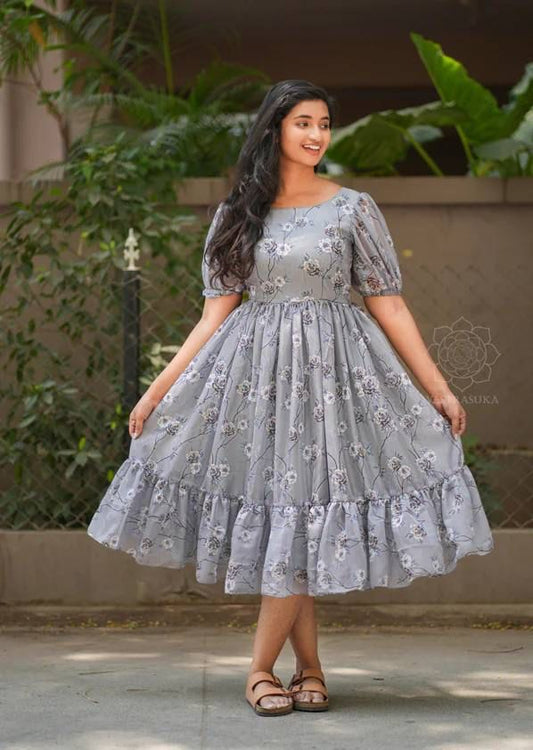Georgette grey maxi dress anika
