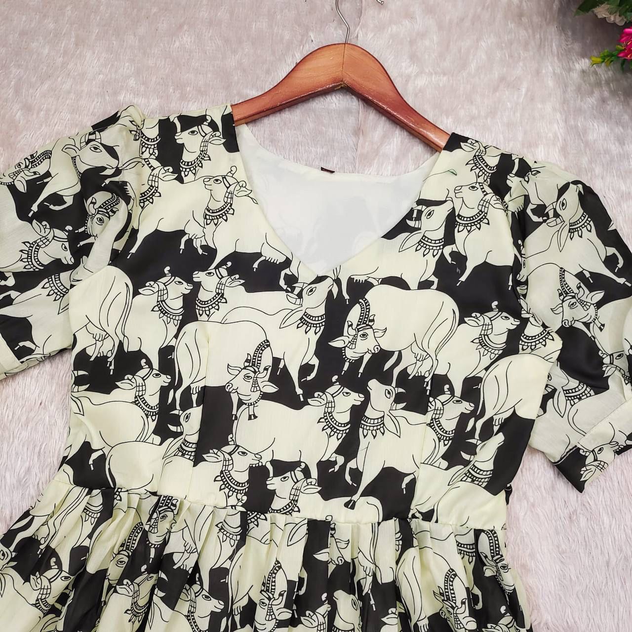 Kalamkari cow design Cotton Kurti