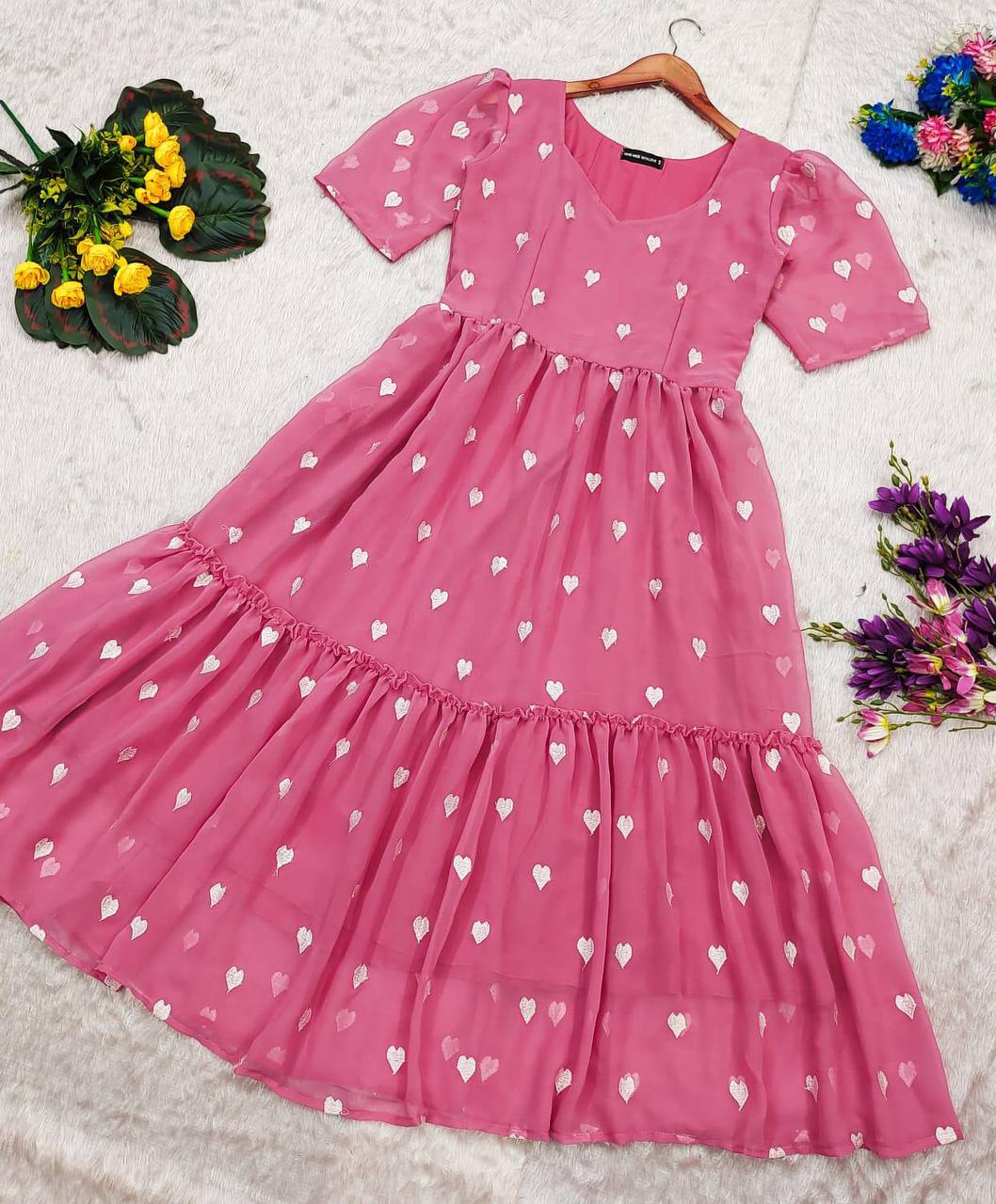 Georgette heart maxi pink