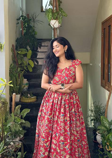 Soft Red sparrow Cotton Kurti