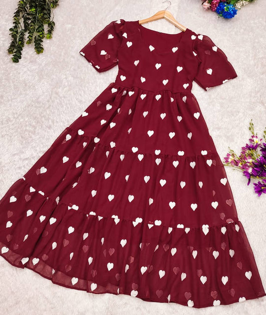 Merun Georgette heart maxi