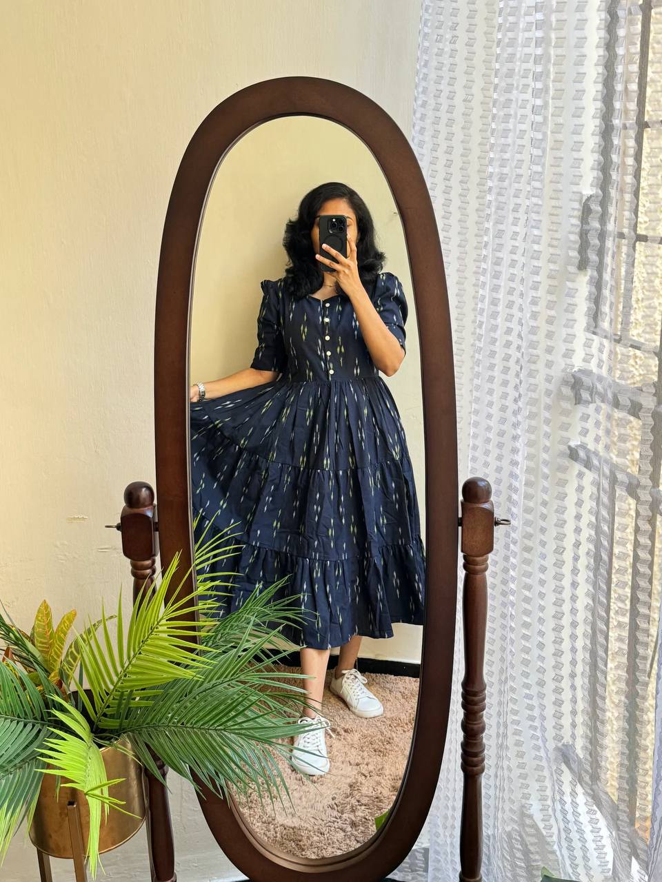 Soft ikkat nevy blue maxi