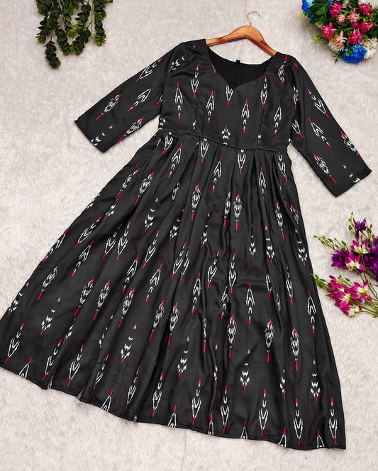 Soft ikkat black maxi