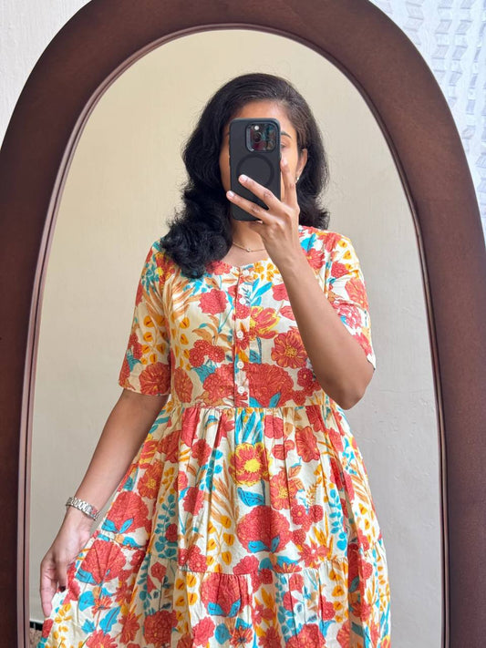 Soft maxi dress flower print 1647