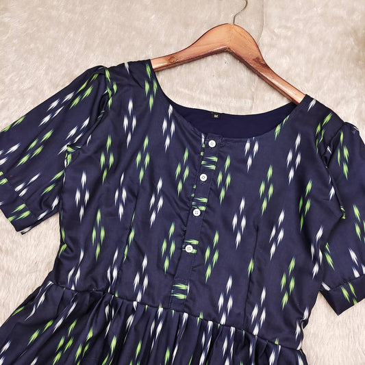 Soft ikkat nevy blue maxi