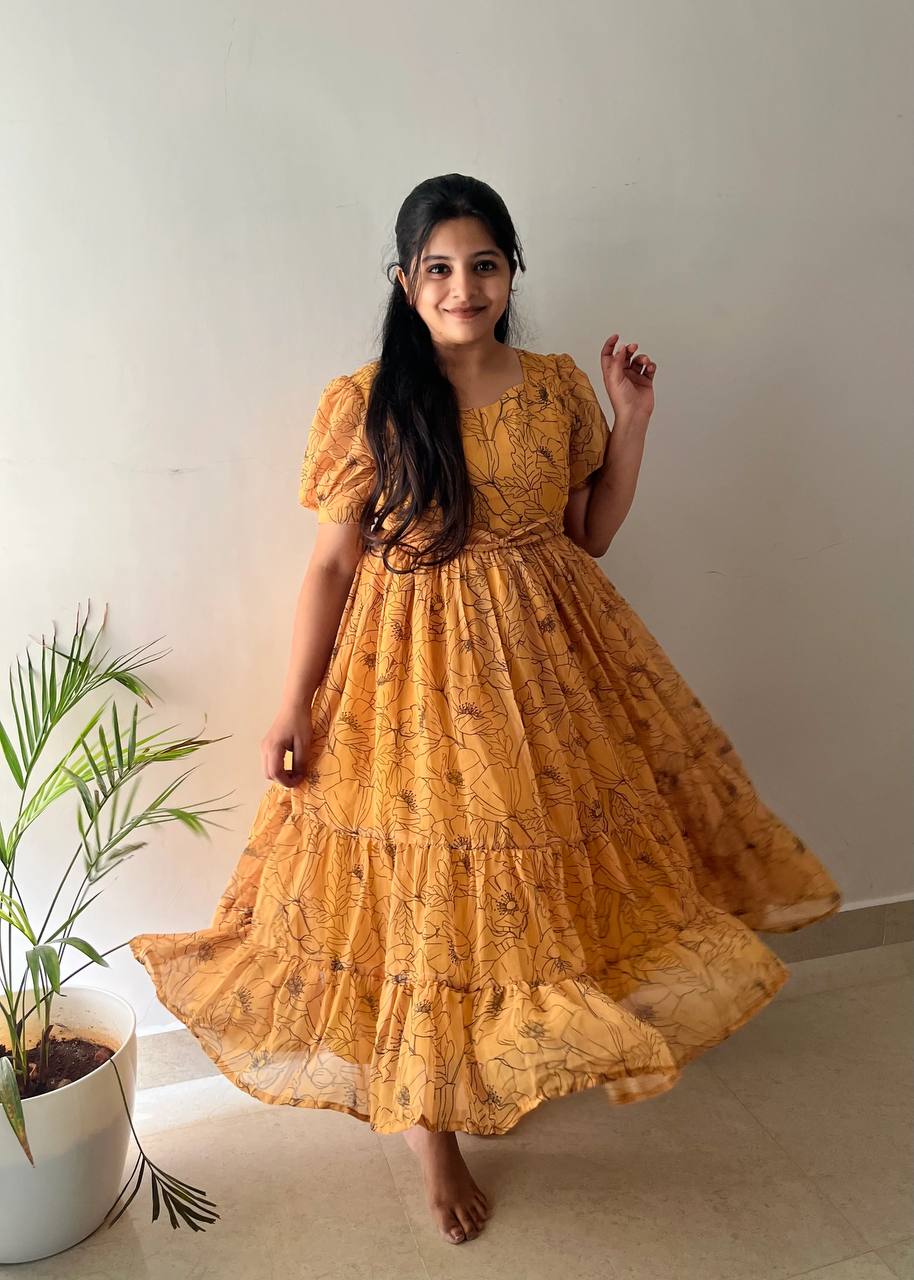 Georgette yellow maxi dress anika