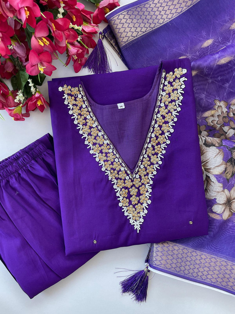 Handwork Silk Kurti With Dupatta
