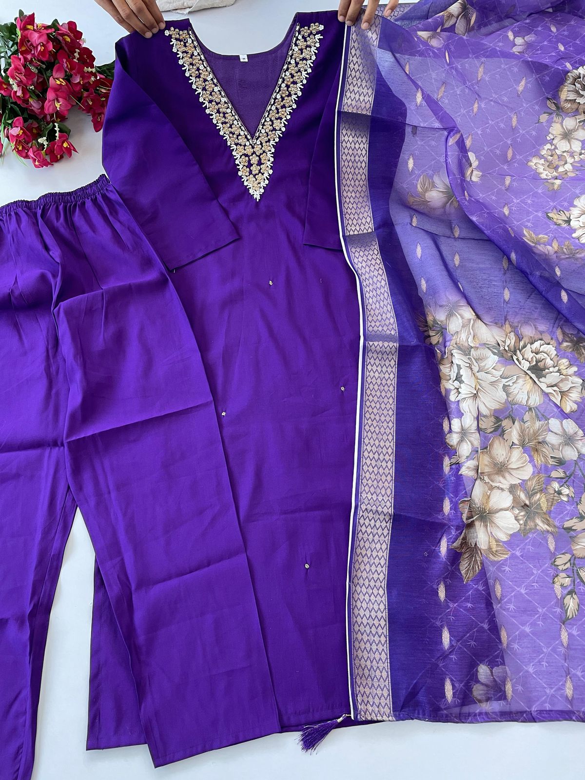 Handwork Silk Kurti With Dupatta