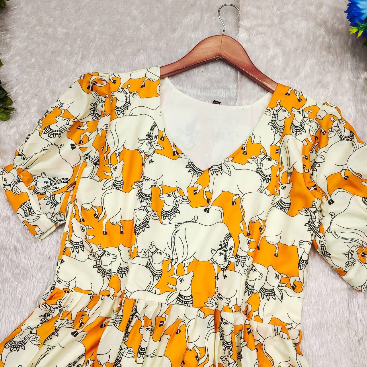 Kalamkari cow design Cotton Kurti