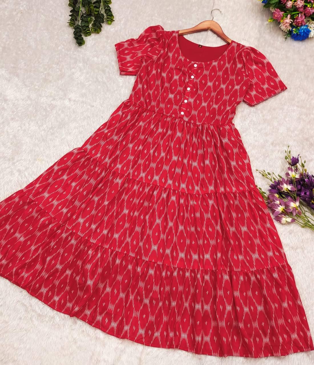 Red Soft  Cotton Kurti