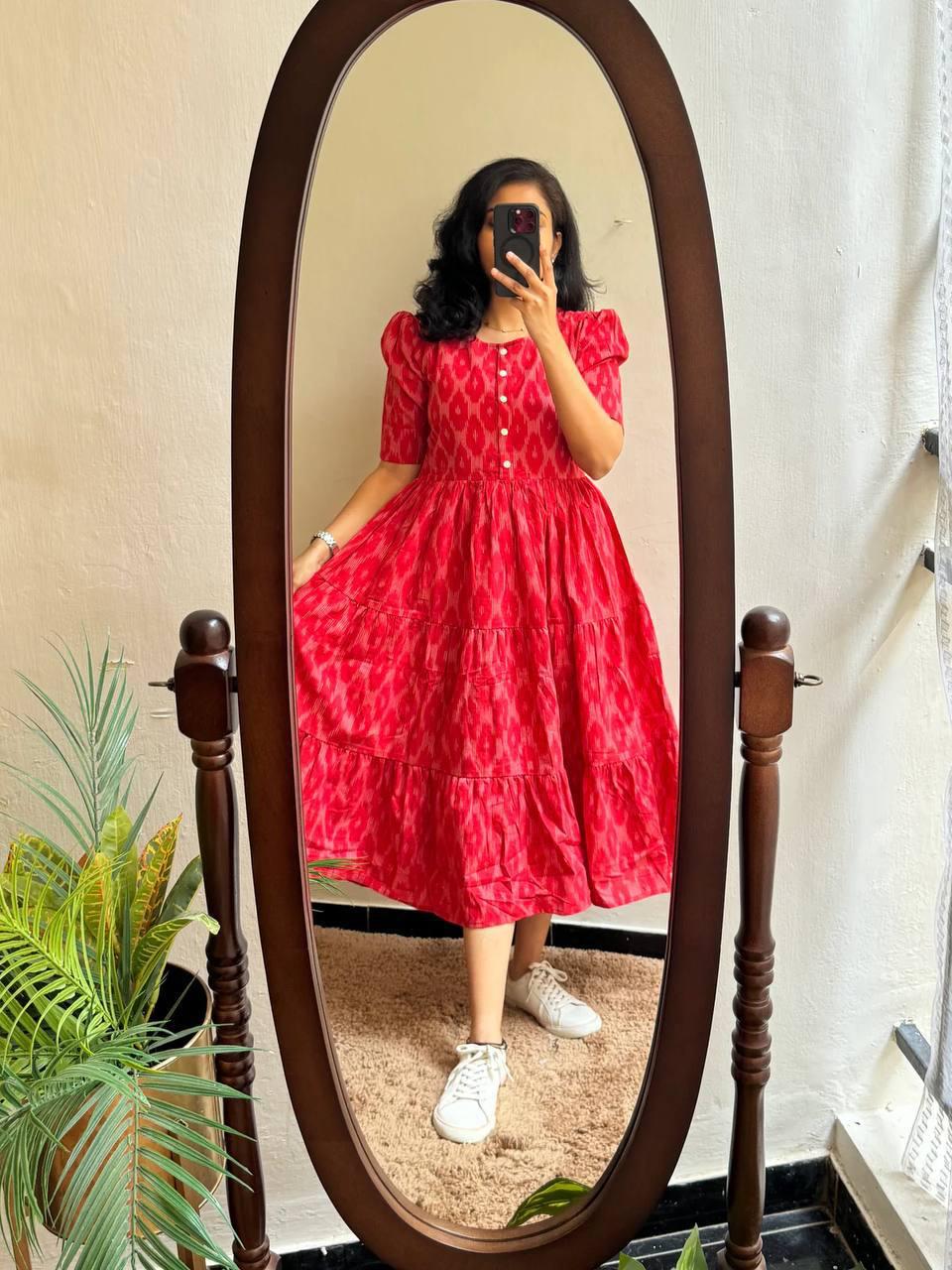 Red Soft  Cotton Kurti